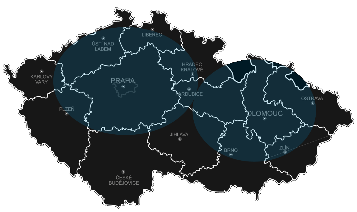 Mapa rozsahu realizací